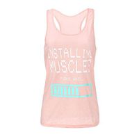 Xia&Han Yoga Vest T Back Blouse Sleeveless Tops Letter Print Pullover Tunic Shirts Tank Camisole Pink