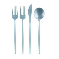 OPULENCE COLLECTION DISPOSABLE FLATWARE SET | Heavy Duty Plastic Cutlery | 96 pc Silverware Set | 48 Forks, 24 Knives and 24 Spoons | Utensils for Upscale Wedding and Dining (Mint)