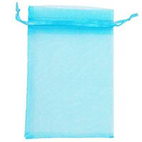 ATCG 50pcs 8x12 Inches Large Drawstring Organza Bags Decoration Festival Wedding Party Favor Gift Candy Toys Makeup Pouches (Aqua Blue)