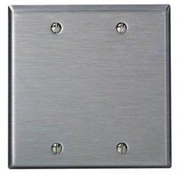 Leviton 84125-40 2-Gang No Device Blank Wallplate, Oversized, Box Mount, Stainless Steel, 10-Pack