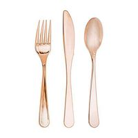 Club Pack of 288 Shiny Metallic Rose Gold Party Plastic Cutlery Assortment