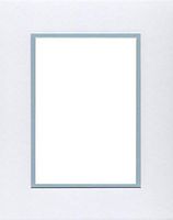Pack of (2) 16x20 Double Acid Free White Core Picture Mats Cut for 11x14 Pictures in White and Sheer Blue