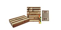 100% Authentic Raw Home Storage Wood Boxes Bundled with Two Exclusive Destroyer Plastics Doob Tubes One Large One Small (RAW Back Flip Striped Bamboo Rolling Tray: 9.4″ x 8.6″)