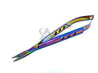 Multi Rainbow Color Micro Spring Embroidery Sharp Snip Scissors 4.5" Straight, Stainless Steel