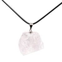 GEM-inside Raw Crude Natural Clear Quartz Crystal Pendant 1.41" Dowsing Chakra Pendulum for Divination Real Stone Reiki Necklaces for Women Energy