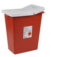 Covidien 8998 SharpSafety Sharps Container Gasketed Hinged Lid, 18 gal Capacity, Red (Pack of 5)