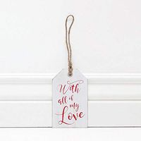 3" X 5" X 0.25" Wood Tag (With All Of My Love) White/Red – 25024
