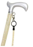 Jacqueline Kent JKC109.YL Aluminum Crystal Embellished Sugar Cane with Silver Handle and Coordinating Wrist Band Adjustable 28.5 Inches to 37.5 Inches Yellow
