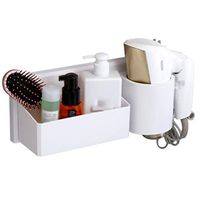RJJX Home Hair Dryer Storage Rack Family Bedroom Bathroom ABS Plastic Bathroom Free Punching Suction Cup Wall Hanging Storage Finishing Rack