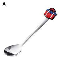 ekqw015l Kitchen Tools & Gadgets-Soup Spoons|Long Handle Spoon|Mixing SpoonCute Cartoon Head Stainless Steel Dessert Cake Ice Cream Spoon Cultery for Kids