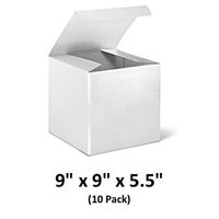 White Cardboard Tuck Top Gift Boxes with Lids, 9x9x5.5 (10 Pack) for Gifts, Crafting & Cupcakes | MagicWater Supply