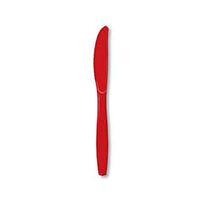 Apple Red Plastic Knives Exquisite Solid Color Premium Plastic Cutlery, Heavy Duty Plastic Disposable Spoons (24-ct. Pack)