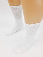 Women's/Men's Diabetic Crew Socks Circulatory Non Binding Top Loose Fit Size 9-11 White 3-Pack