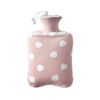 Portable Hot Water Bottle with Cozy Plush Cover for Hot and Cold Therapy Pain Relief, Pink Hearts