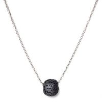 Calm Lava Stone Diffuser Necklace, 18" Italian Silver Box Chain All-Natural Organic Lava Rock Pendant for Essential Oils, Meditation, Yoga