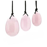 Natural Rose Quartz Yoni Eggs Jade Egg Set Pink Crystal Yoni Eggs for Women Health and Wellness Kegel Exercise Massage Stone -1 Set (3 Pieces)