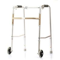 Portable Walker|Aluminum Alloy Elderly Disabled Four-Legged Walking Stick|Folding Walking Frame|Adjustable Height|with Roller AA++