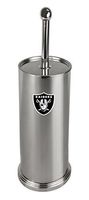 The Furniture Cove Stainless Steel Finish Toilet Brush with Holder Featuring Your Favorite Football Team Logo Vinyl Decal (Raiders)