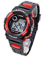 SYNOKE Unisex Kids Student Watches Fashion Sports Watches with Alarm Chronograph Long lasting battery Calendar Noctilucen Wristband Digital Watches (Red)