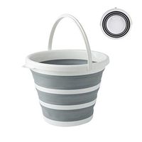 BROADSEAL Collapsible Mop Bucket with Handle,Portable Fishing Water Pail,Car Wash Bucket,Collapsible Bowls for Camping,10L (2.6 Gallon) Plastic Bucket (Gray)