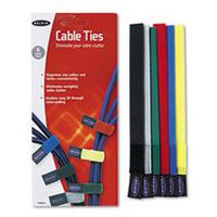 6pk 8in Velcro Cable Ties - Red/Blue/Grn/Ylw/Blk/Gry Rohs