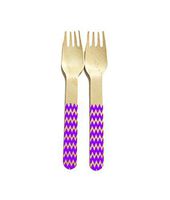 Perfect Stix Chevron Forks 158 36-Purple Printed Wooden Forks with Purple Chevron Pattern, 6" (Pack of 36)