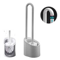 Marbrasse Toilet Brush and Holder,Intellingent Magnetic Suspension Toilet Bowl Cleaner Brush for Bathroom with Creative Bracket Floor Type Long Handle,Dense Bristles,Space Saving,Deep Cleaning (Grey)
