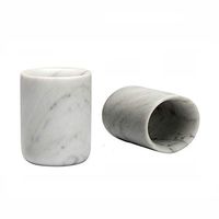 Home Creative Natural Marble Stone Tube Tumbler Pen Holder Brushes Cup Make up Holder Candle Holder Collection Diam 3.14'' H 4''-Wholesale 2 pcs Set (Grey)