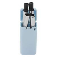 Stainless Steel Silicone Drinking Sraw Three Fold Folding Portable Can Hang Outside Box (Blue)