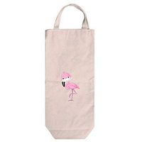 Pink Flamingo Style 1 Cotton Canvas Wine Bag Tote With Handles Wine Bag