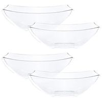 Plasticpro Disposable 64 ounce Square Serving Bowls, Party Snack or Salad Bowl, Large Plastic Crystal Clear Pack of 4