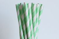 Mint Green Striped Paper Straws (100)