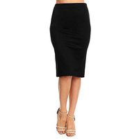 EDC Womens High Waist Pencil Skirts Slim Office Business Stretchy Bodycon Wear to Work Knee Length Midi Skirt (S, Black)