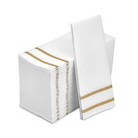 Fete Decorative Hand Towels Disposable, Gold Design 100 Linen-Feel Guest Towels – Formal Dinner, Anniversary, and Wedding Napkins for Tables, Guestrooms, and Restrooms - 8.5x 4-Inches Folded,