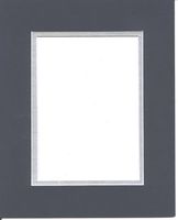 18x24 Navy Blue & Silver Double Picture Mat, Bevel Cut for 12x18 Picture or Photo