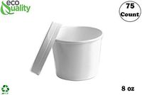 [75 Count] 8 oz Disposable White Paper Soup Containers with Lids Combo - Half Pint Ice Cream Containers, Frozen Yogurt Cups, Restaurant, Microwavable, Take Out, to Go Deli Containers, Recyclable