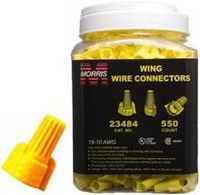Morris Products Winged Twist Connectors - For Connecting Electrical Wiring - Flame Retardant Housing, Heavy Duty - Yellow - Max: 3 #12, Min: 2 #18 Wire Combinations - Pack of 1