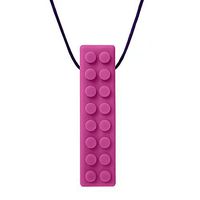 ARK's Brick Stick Textured Chew Necklace Made in The USA (Soft, for MILD Chewing ONLY, Please Read Description for More Options) - Magenta