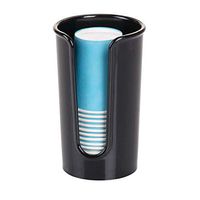 mDesign Modern Plastic Compact Small Disposable Paper Cup Dispenser - Storage Holder for Rinsing Cups on Bathroom Vanity Countertops - Black