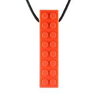 Quell-O Mega Brick Sensory Chew Necklace - Tough - Tactile Chewelry for Mild Chewers (Red)