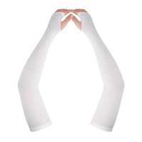 Compression Arm Sleeve for Men Women Youth - UV Sun Protection Sleeves Hand Cover Style with Thumb Holes - Cooling Aqua X Extreme Soft Skin Touch Feeling Fabric - for Running in Summer 2 Pair F-White