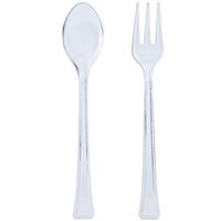 Lillian Mini Plastic Spoons and Forks Combo, 48-Pack, Clear