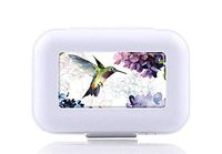 JWDCC Pill Box Case - Decorative Boxes - Hummingbird Pattern- Pocket Medicine Tablet Holder Organizer Case Pill Box for Purse - Compact 8 Compartment