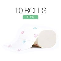 10 Rolls Premium 5-Ply Toilet Paper White Bulk Bath Tissue Bathroom Super Soft & Strong and Highly Absorbent Hand Towels for Home Kitchen Toilet Use Random Pattern