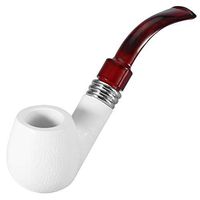 Aeloa Tobacco Pipe-Imitating Sepiolite Resin Demountable Tobacco Pipe Round Head Smoking Cigarette Tool,White