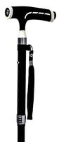 Royal Brands Folding Iron Cane with Flashlight and 3 Point Support (Black with White Accents)