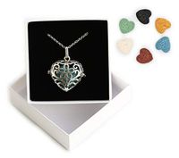 HEDQFM Aromatherapy Essential Oil Diffuser Necklace Love Heart Pendants Necklace with 6 Love Heart Lava Stone for Women