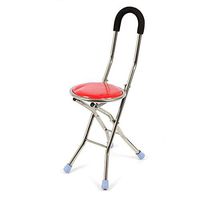 Foldable Elderly Care Walking Cane Stick 2 in 1 Chair Four Legs Adjustable Cane Chair Stool Seat Portable Crutch