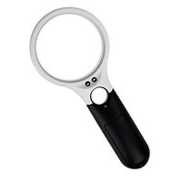 PROW® Clear Lightweight 3 LED Lights 3X 45X Handheld Magnifier Reading Magnifying Glass Lens Jewelry Loupe for Inspection Low Vision Crafting Sewing and Hobbies(White and Black)