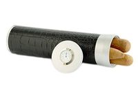 Katzs® Leather Aluminum Tube w/Hygrometer & Humidifier Humidor (Black CrocoPattern)